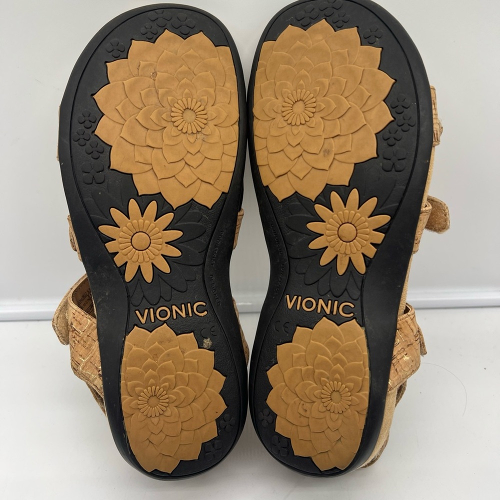 Vionic Womens 44 Amber Slip On Leather Slide Sandals TVW1275 Beige Size 7 - Picture 5 of 5